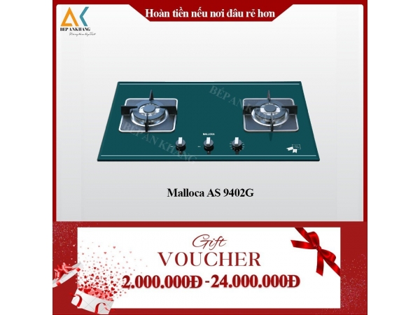 Bếp Gas Âm 2 Vùng Nấu Malloca AS 9402G - Made in Trung Quốc