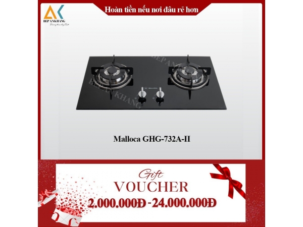 Bếp Gas Âm 2 Vùng Nấu Malloca GHG 732A NEW - Made in Trung Quốc