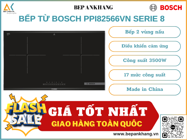 Bếp từ 2 vùng nấu Bosch PPI82566VN - Series 8 - Thương hiệu Đức