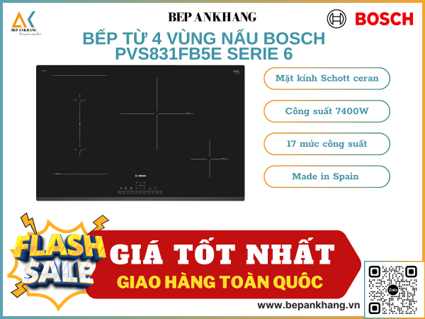Bếp từ 4 vùng nấu Bosch HMH.PVS831FB5E - Made in Spain